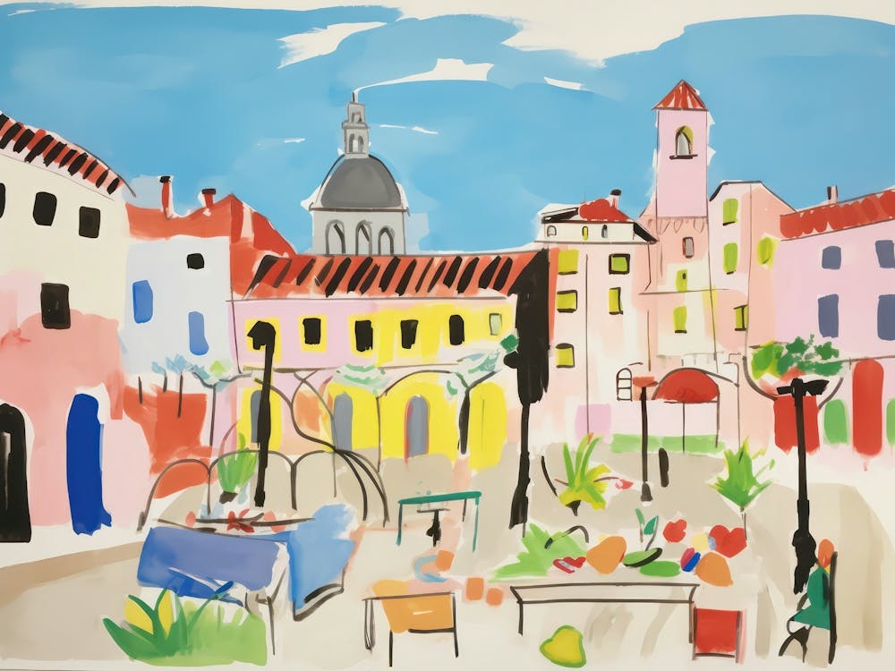 Piacenza Italy Cute Watercolour Illustration 3