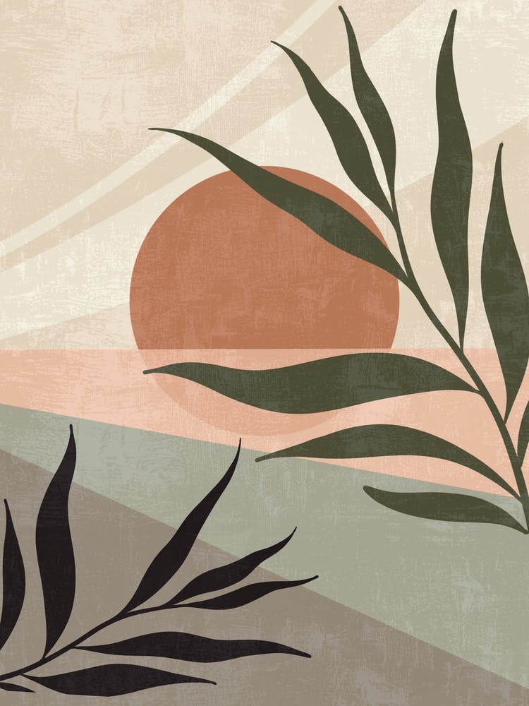 Sunset With Leaves