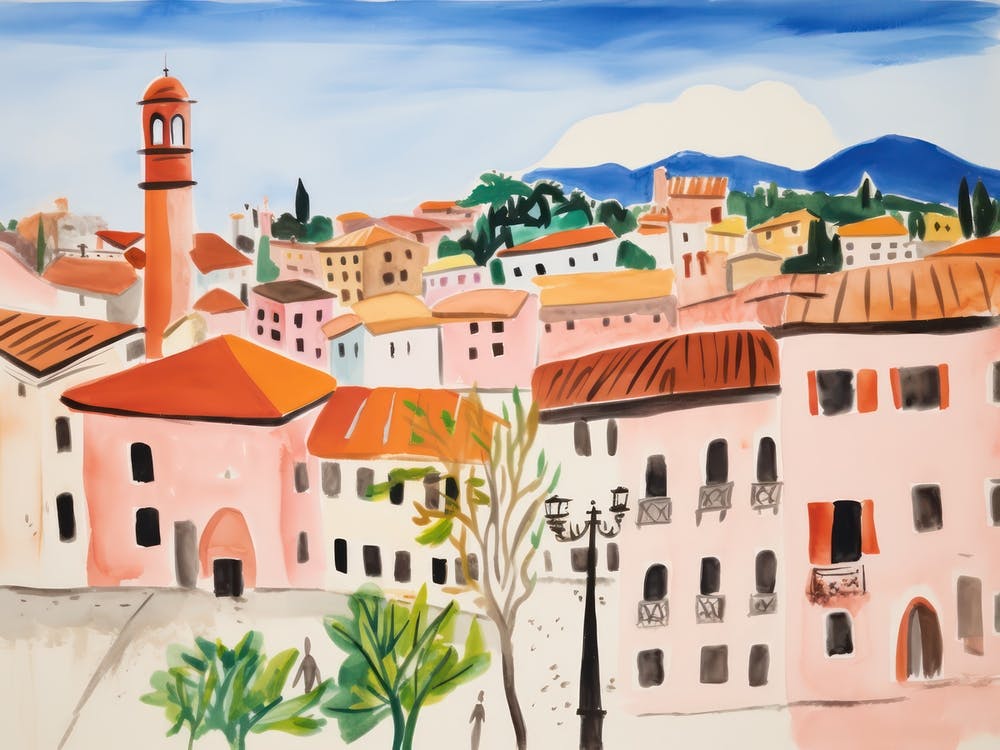 Vicenza Italy Cute Watercolour Illustration 4