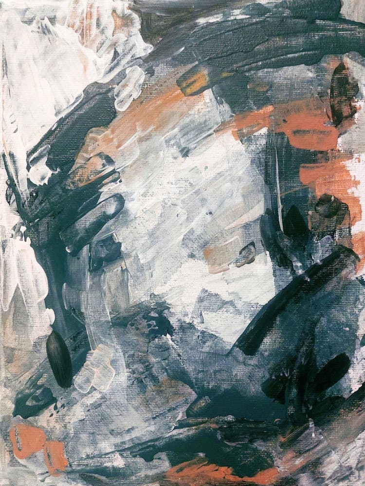 Modern Abstract Indigo And Ochre