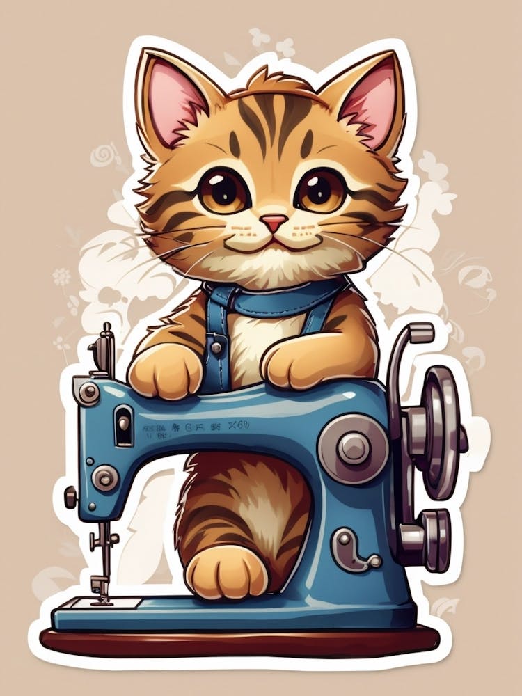 Kitten On Sewing Machine