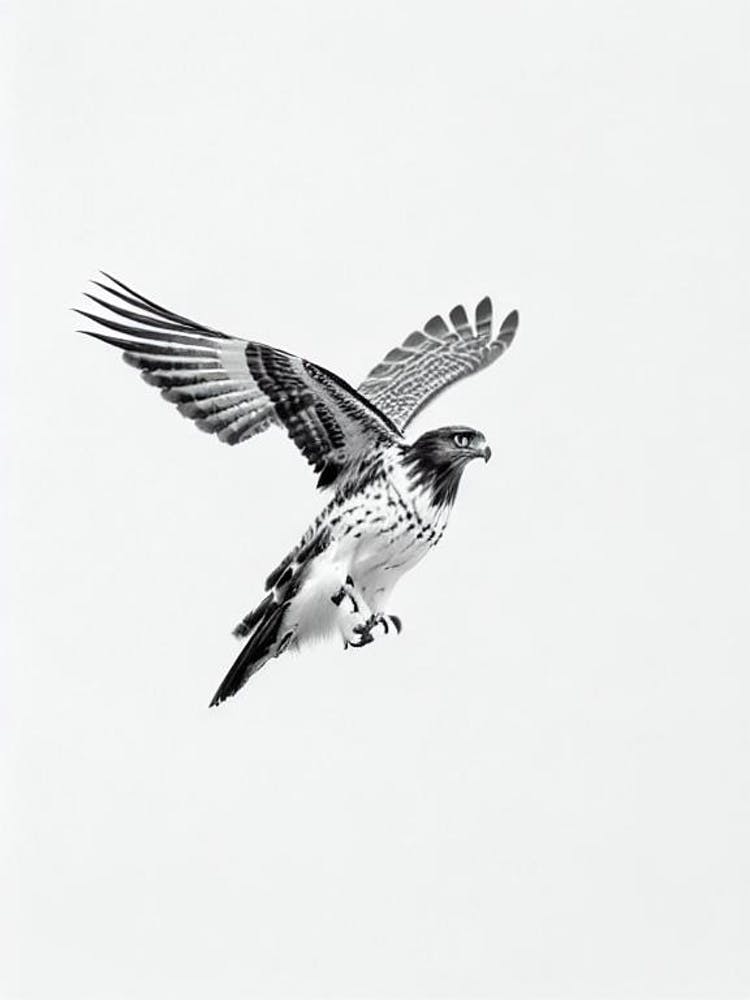 Red Tailed Hawk B&W Pencil Drawing 3 Bird