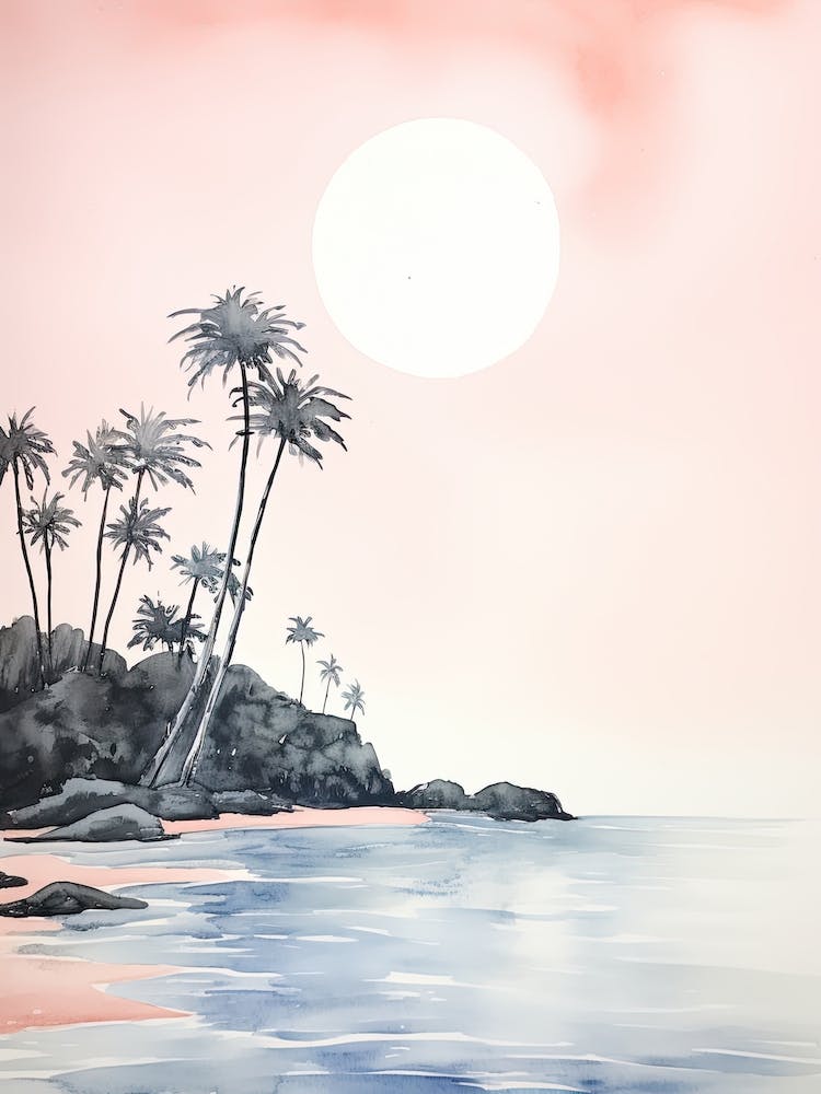 Watercolour Of Horseshoe Bay Beach   Bermuda 3