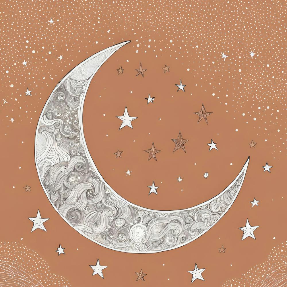 Moon and Stars Print Art