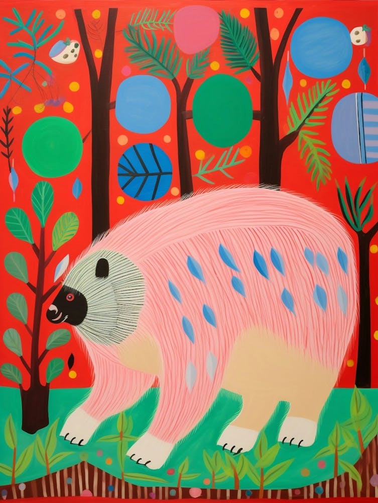 Maximalist Animal Painting Porcupine