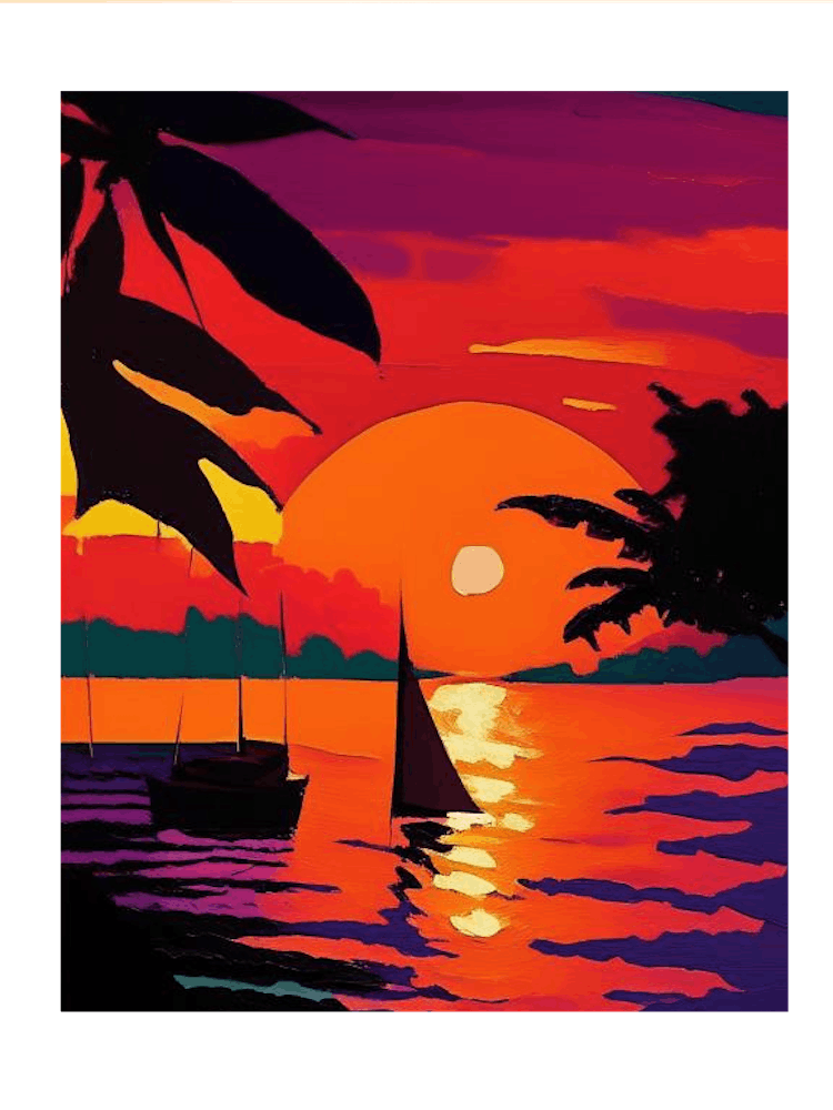 Abstract Boat And Tree Sunset