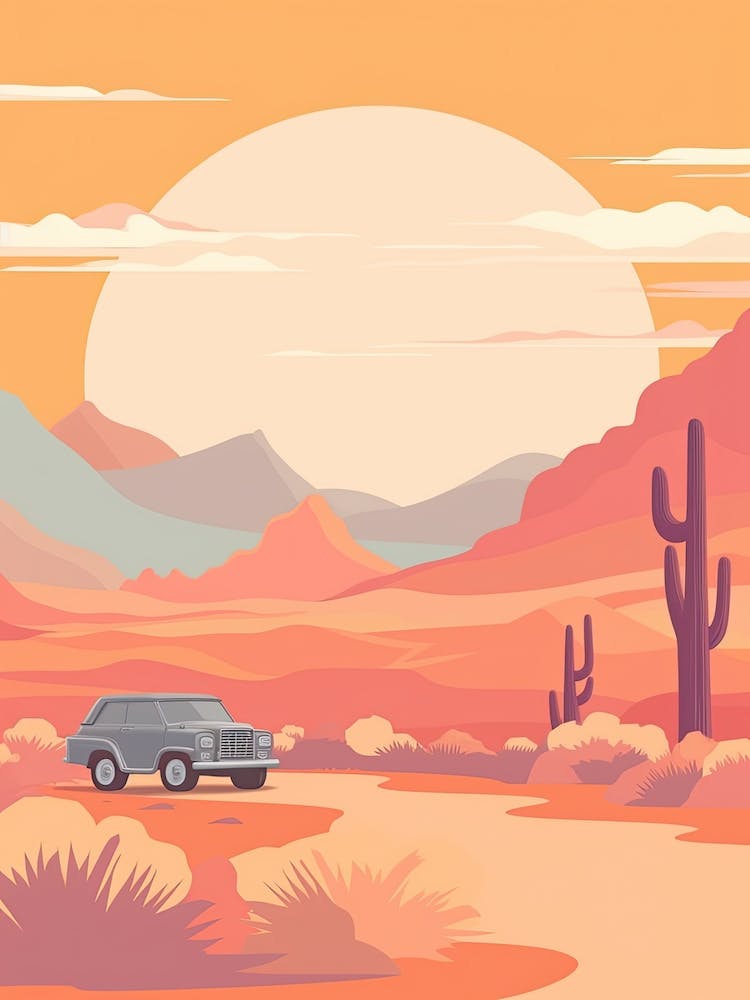 Vintage Car In The Desert 4