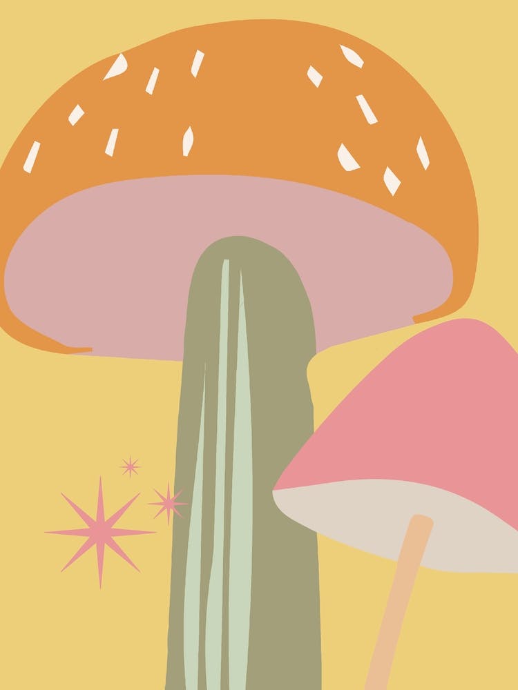 Mushrooms Print Yellow