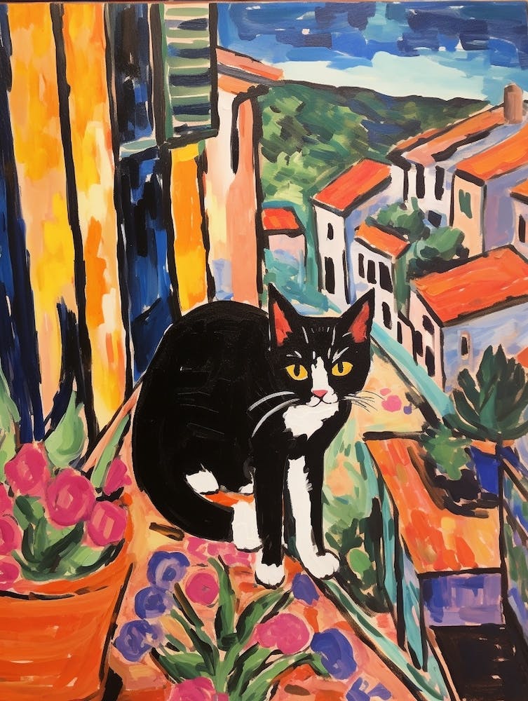 Painting Of A Cat In Chianti Italy 1
