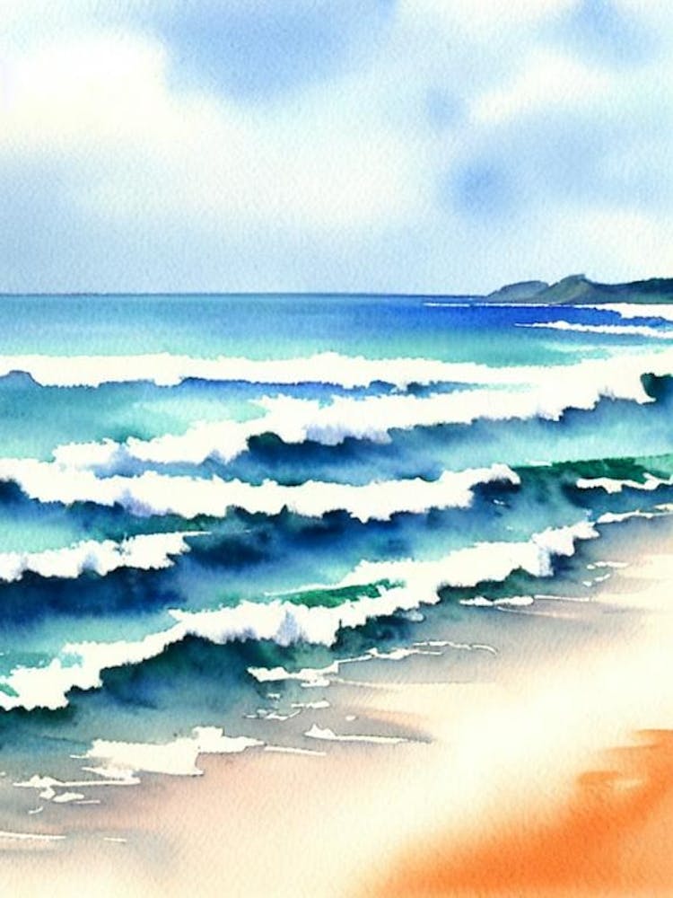 Coolum Beach 3, Australia Watercolour