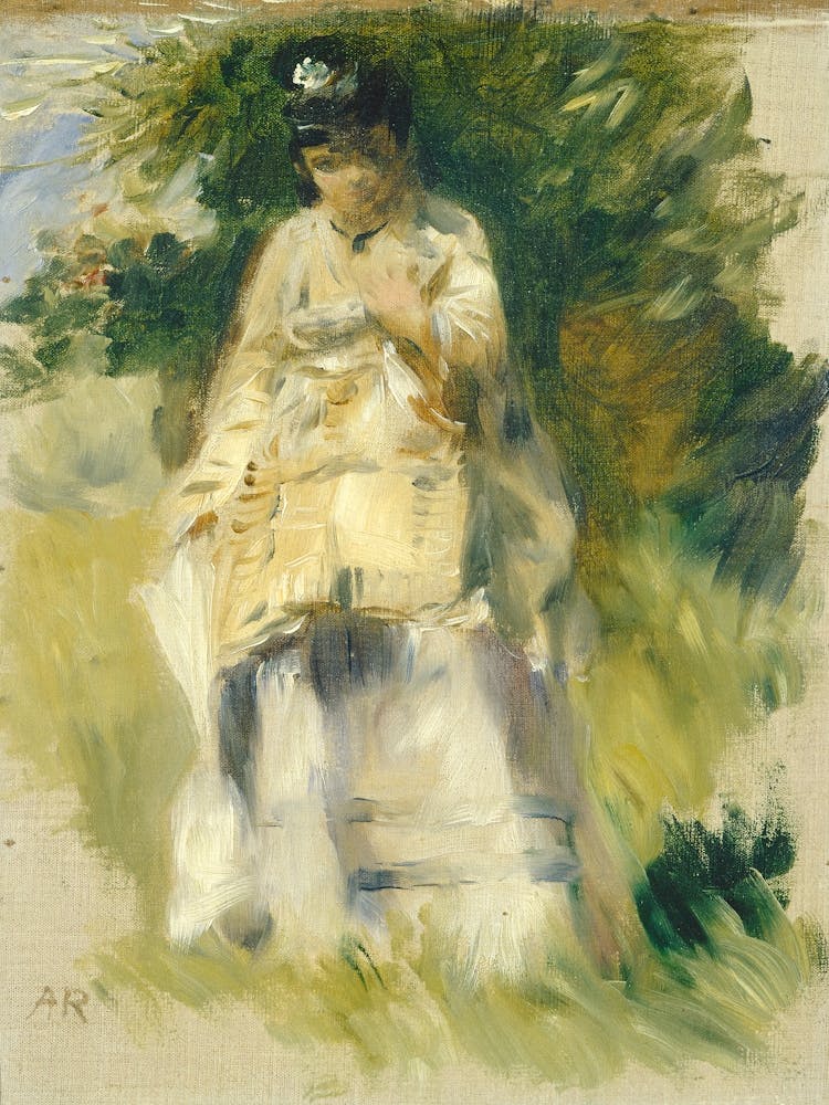 Woman Standing By A Tree, Pierre Auguste Renoir