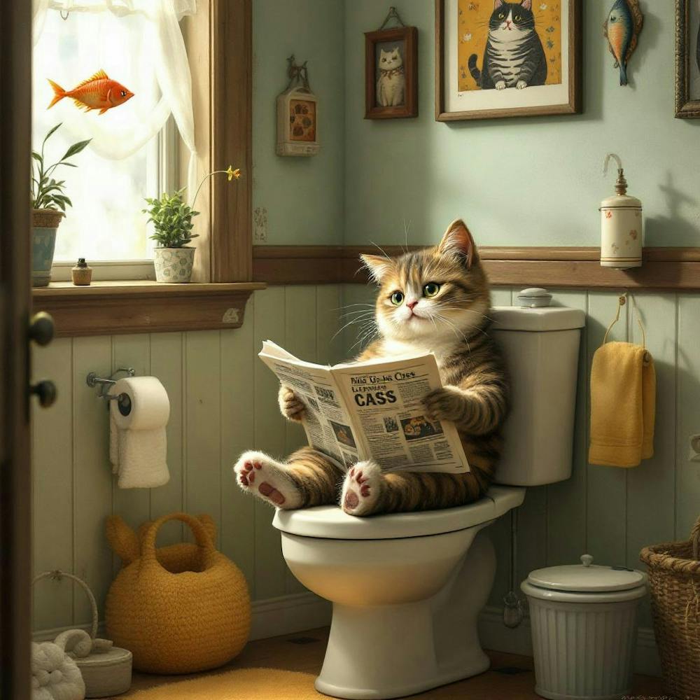 Cat Reading A Newspaper 3