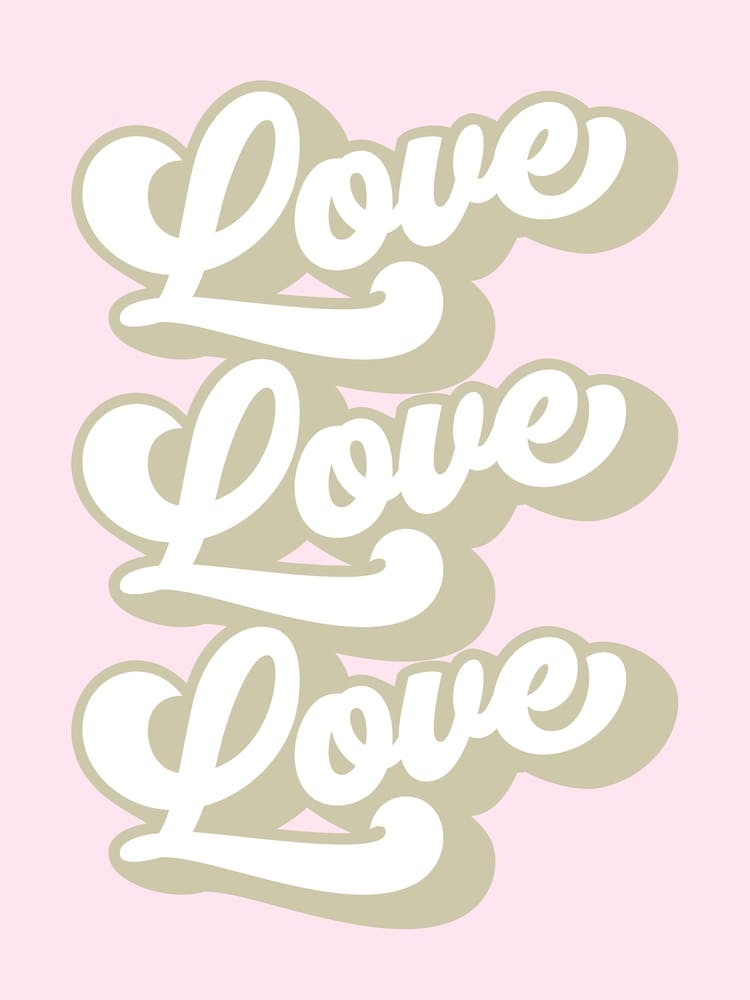 Love Love Love Retro Pastel Pink
