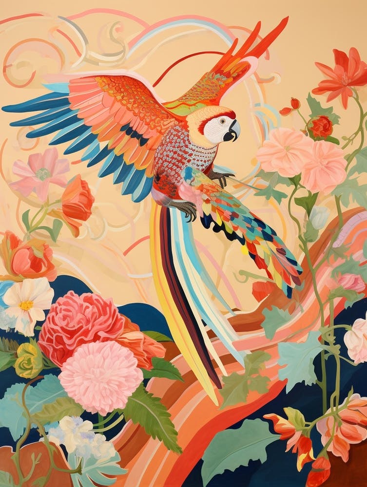 Maximalist Bird Painting Macaw 1