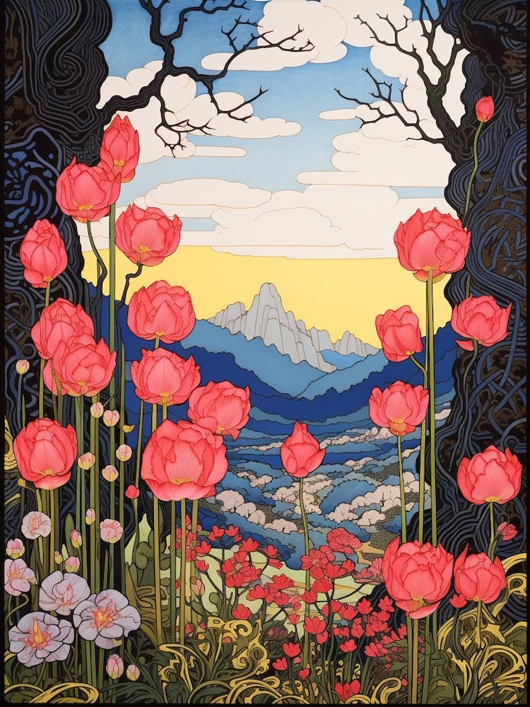 Tulips Mountain Landscape 5