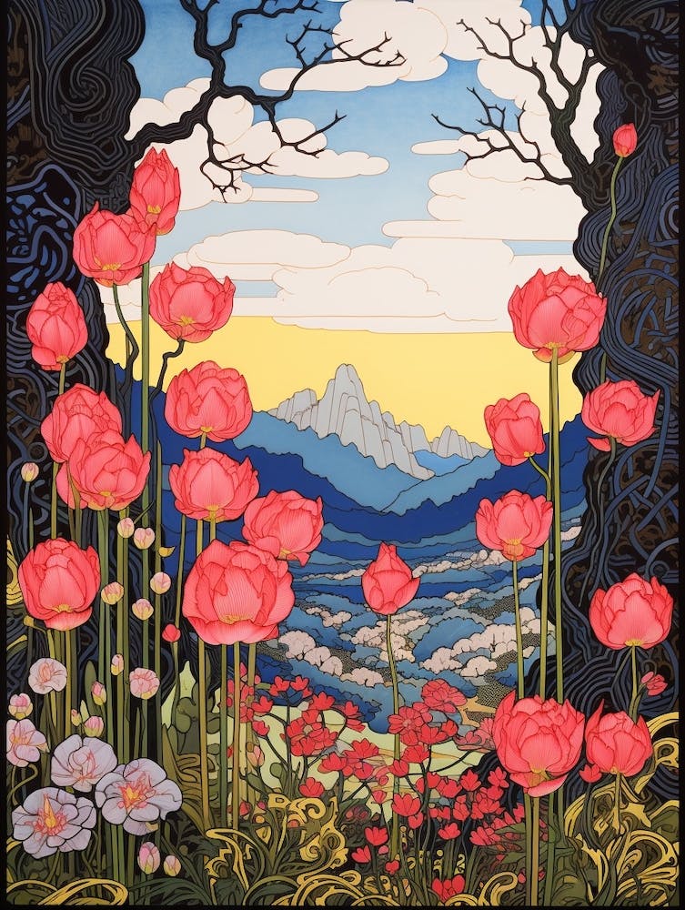 Tulips Mountain Landscape 5