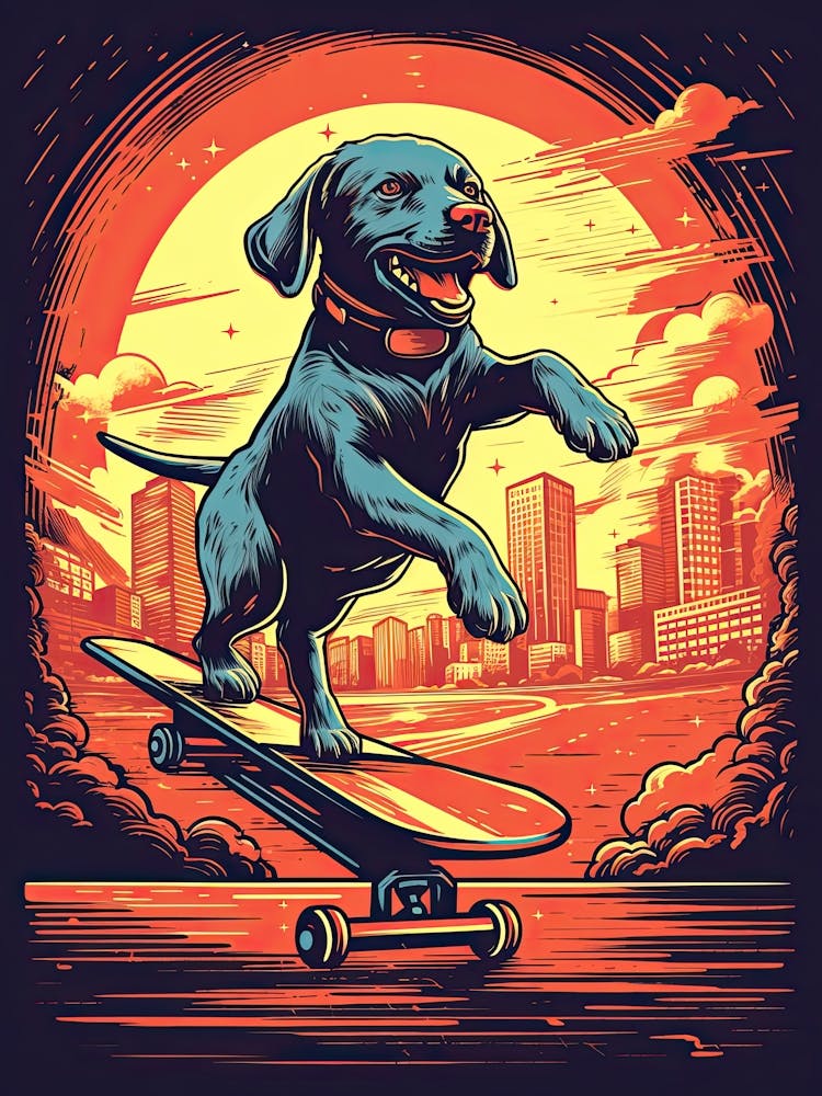 Labrador Dog Skateboarding Illustration 1
