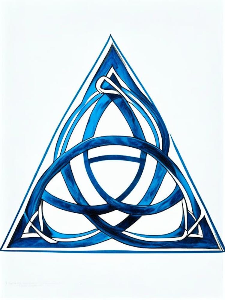 Triquetra 1, Symbol Blue And White Line Drawing