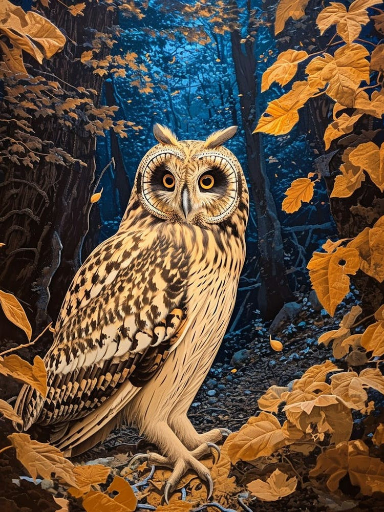 Short Eared Owl Relief Illustration 4