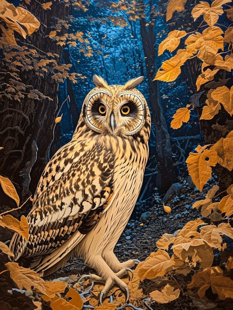 Short Eared Owl Relief Illustration 4