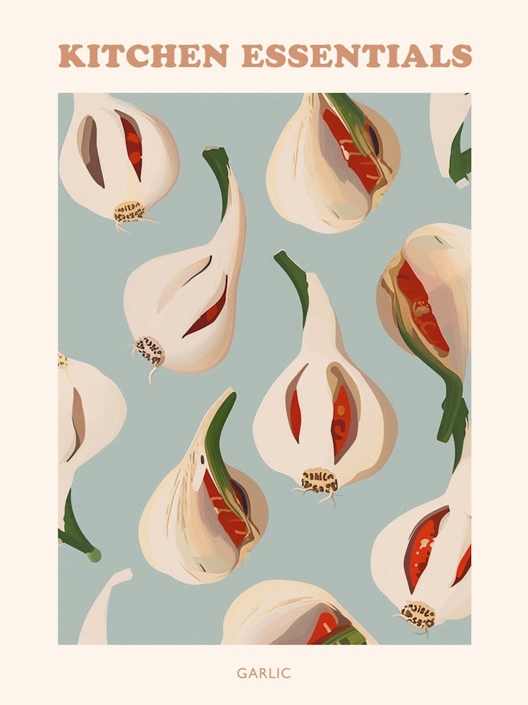 Garlic Pattern Illustration Poster