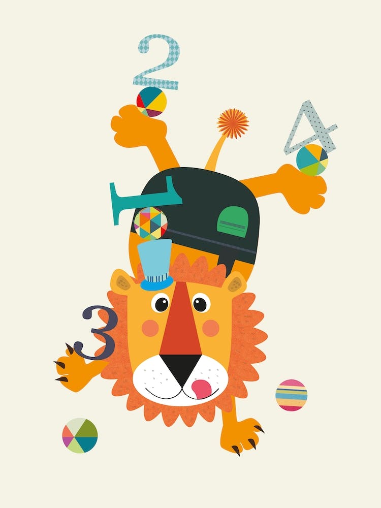 Lion Playing With Numbers