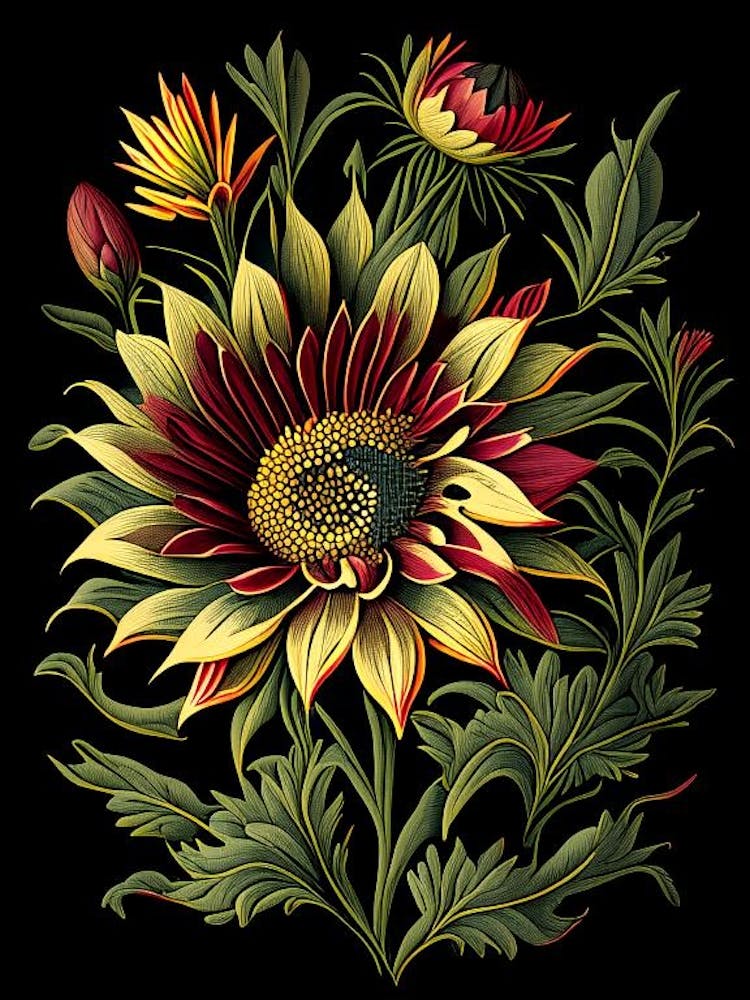 Gazania 2 Floral Botanical Vintage Poster Flower