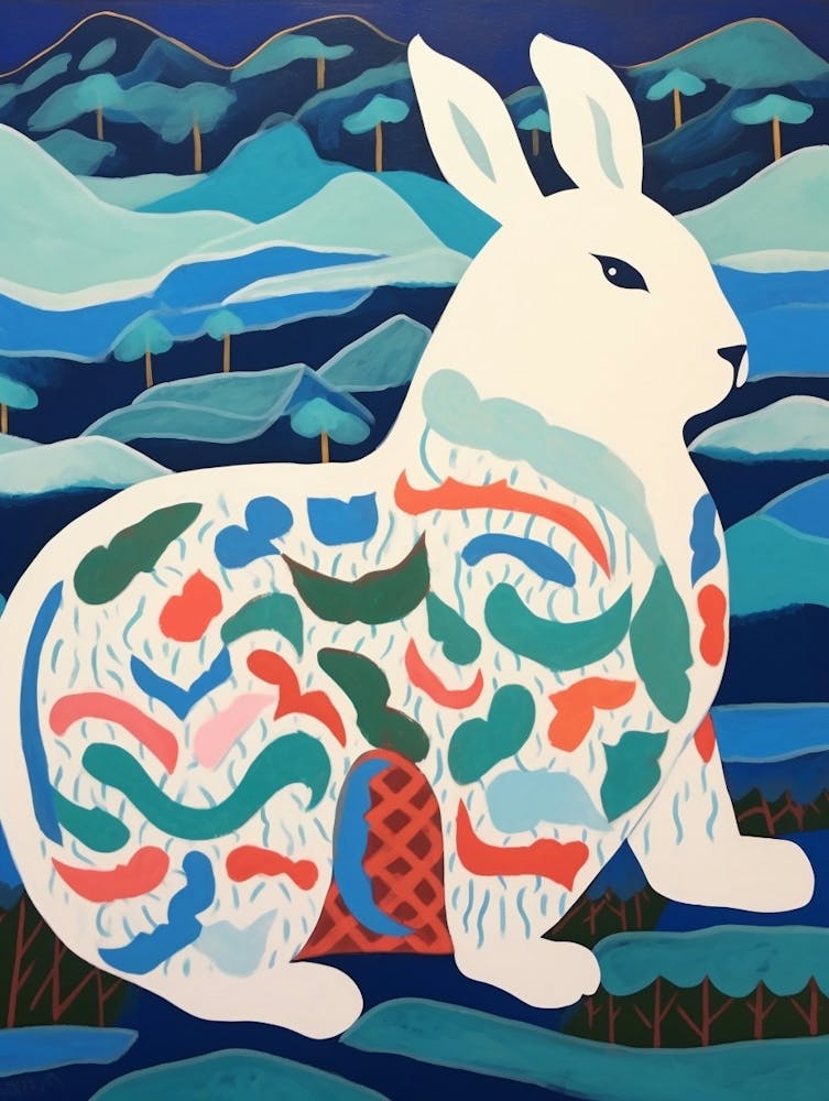 Maximalist Animal Painting Arctic Hare 2