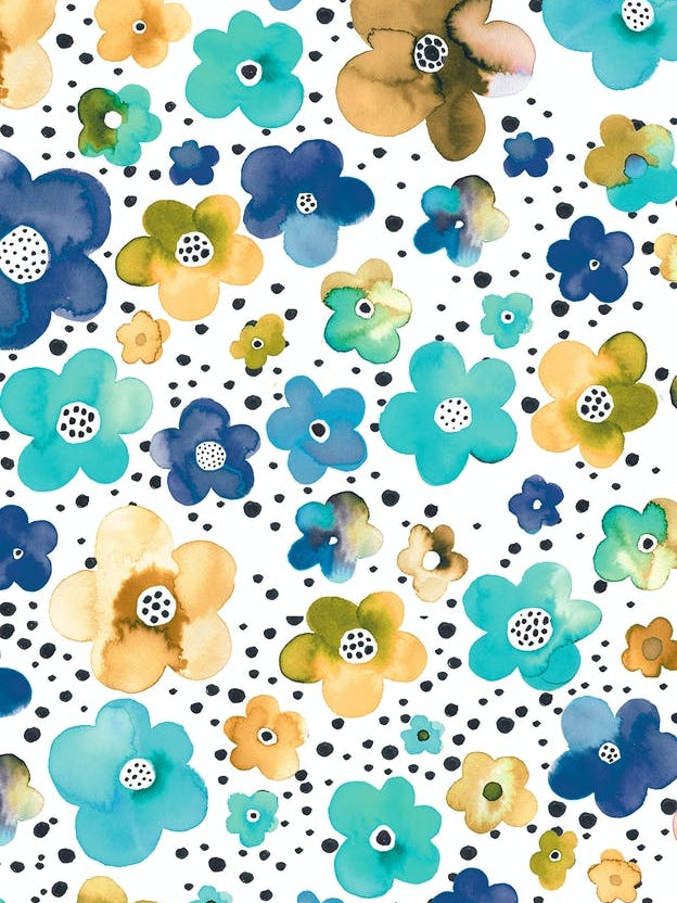 Dots Naive Flowers Blue Multi Ocre