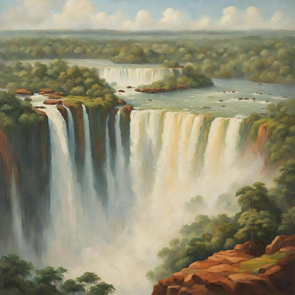 Iguazu Falls#2 Vintage Ölgemälde-Stil