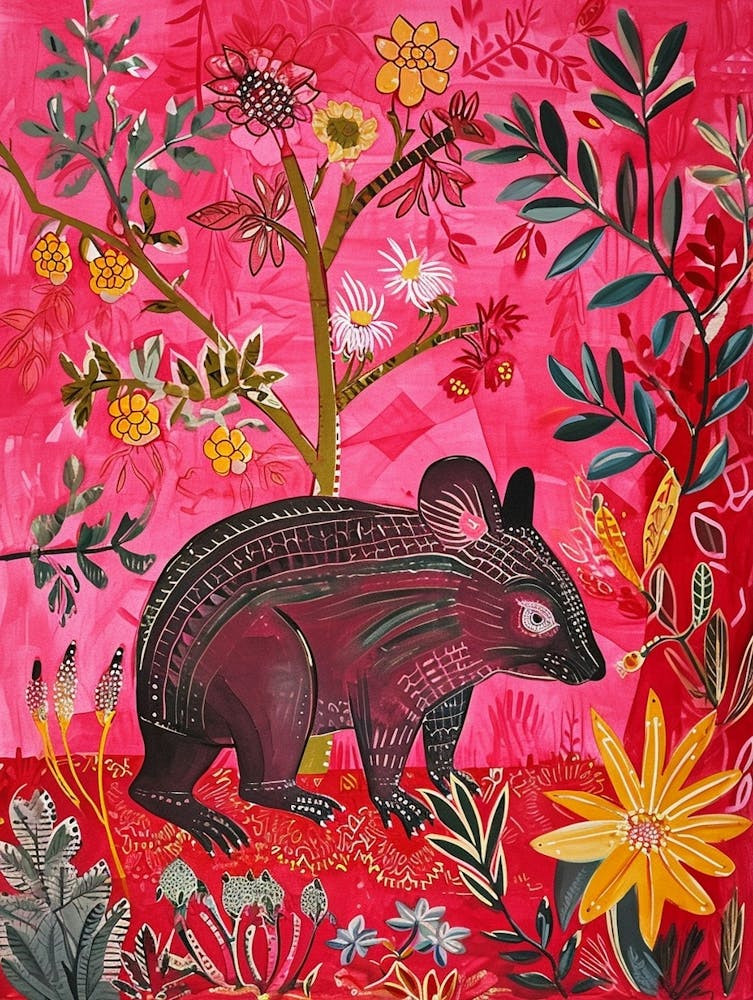 Floral Animal Painting Wombat 4