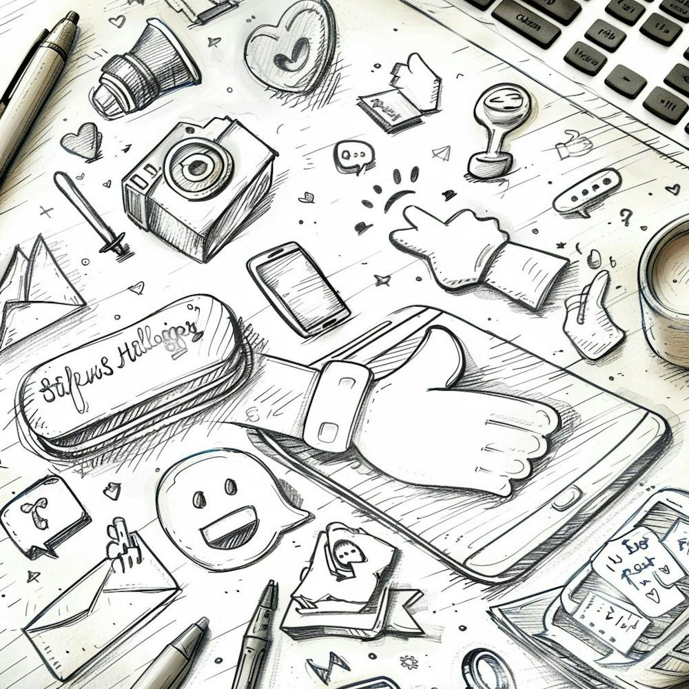 Social Media Icons Hand Drawn Sketch