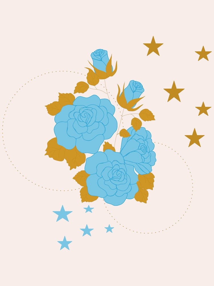 Blue Rose And Geometrics