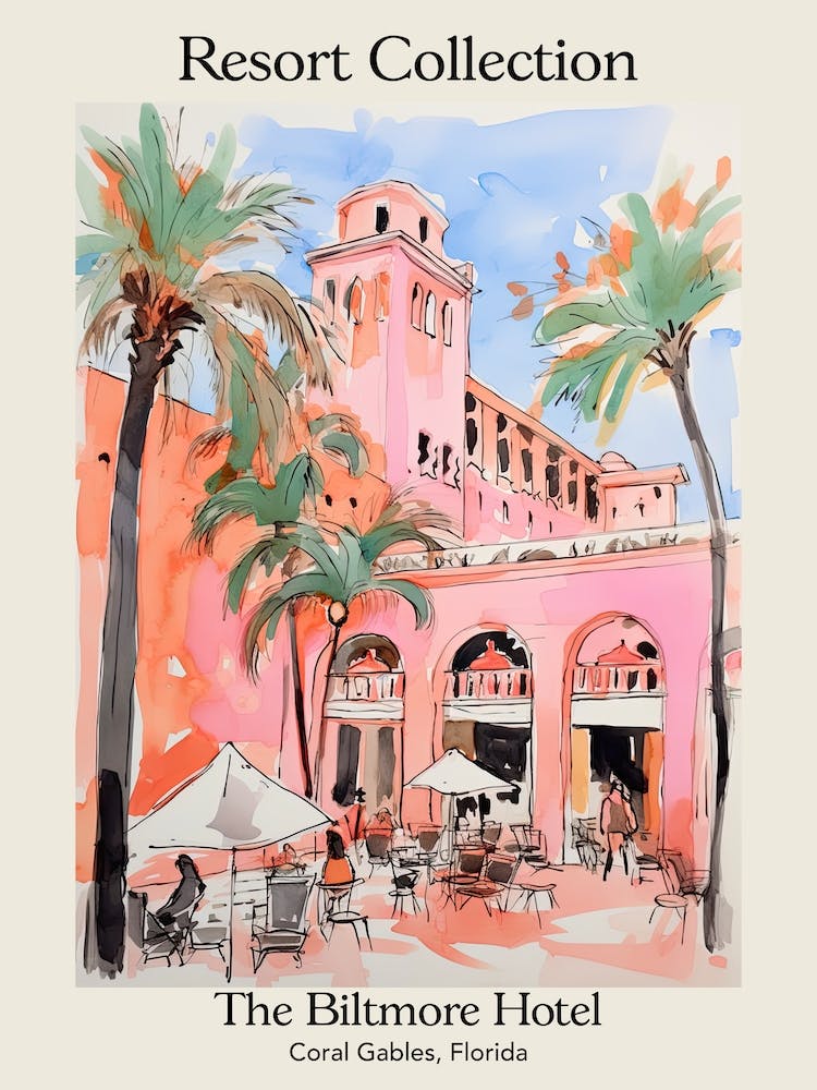 Poster Of The Biltmore Hotel   Coral Gables, Florida   Resort Collection Storybook Illustration 3