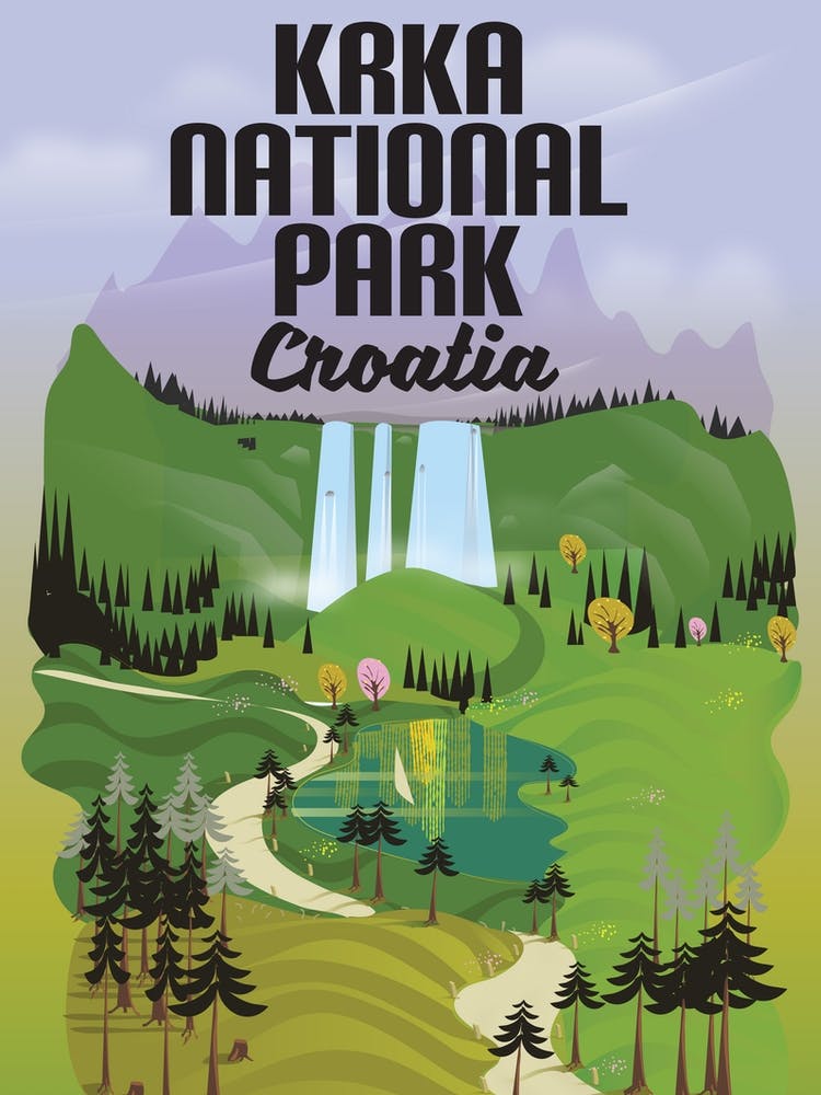 Krka National Park Kroatien Reiseplakat