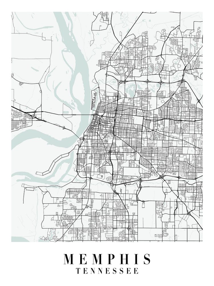 Memphis Tennessee Street Map Minimal Color