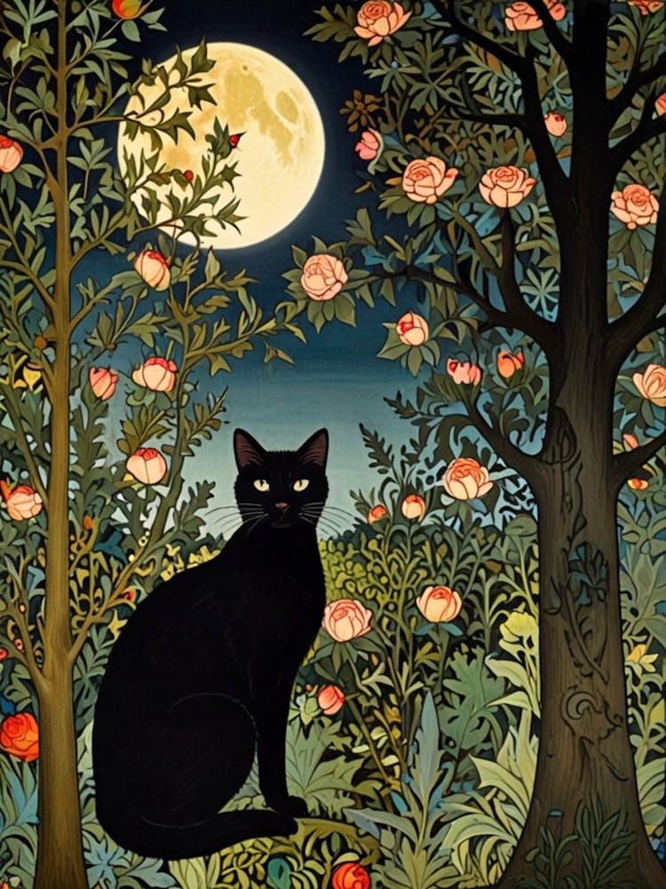 William Morris Black Cat In The Moonlight 24