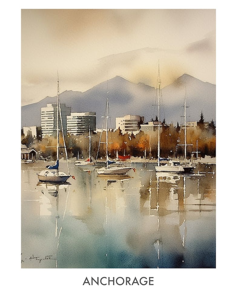 Anchorage Watercolor 1 Travel Poster