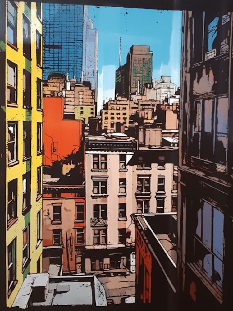 Ein Fensterblick auf New York im Stil der Pop Art 4