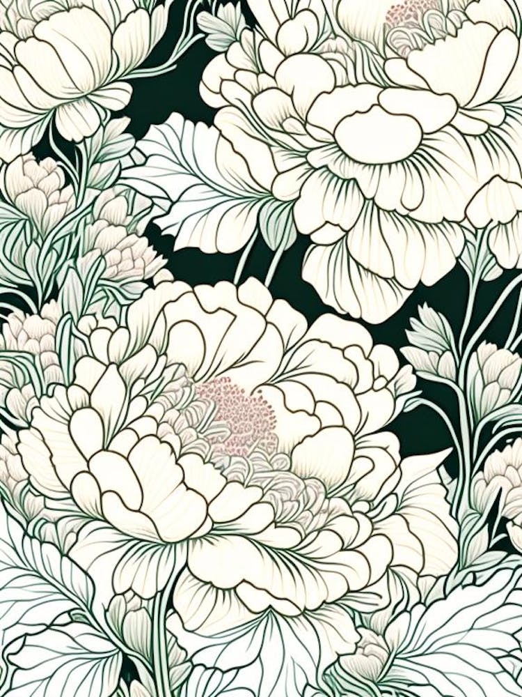 Command Performance Peonies 3 Drawing