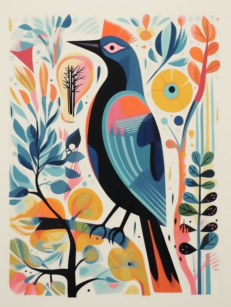 Colourful Scandi Bird Cormorant 2