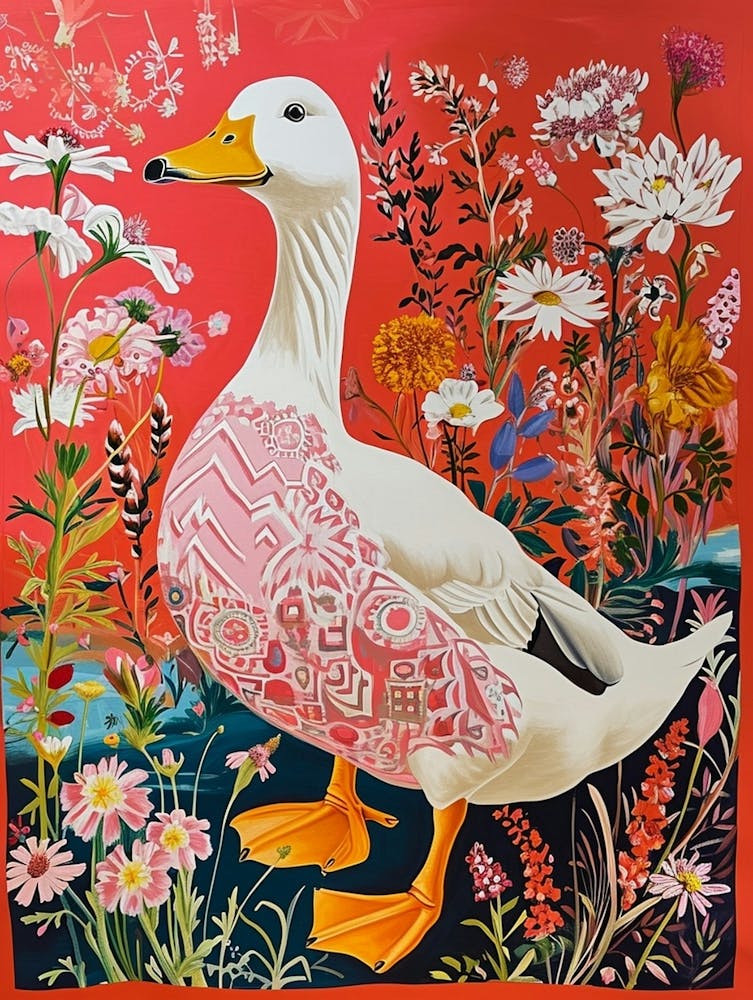 Floral Animal Painting Duck 2