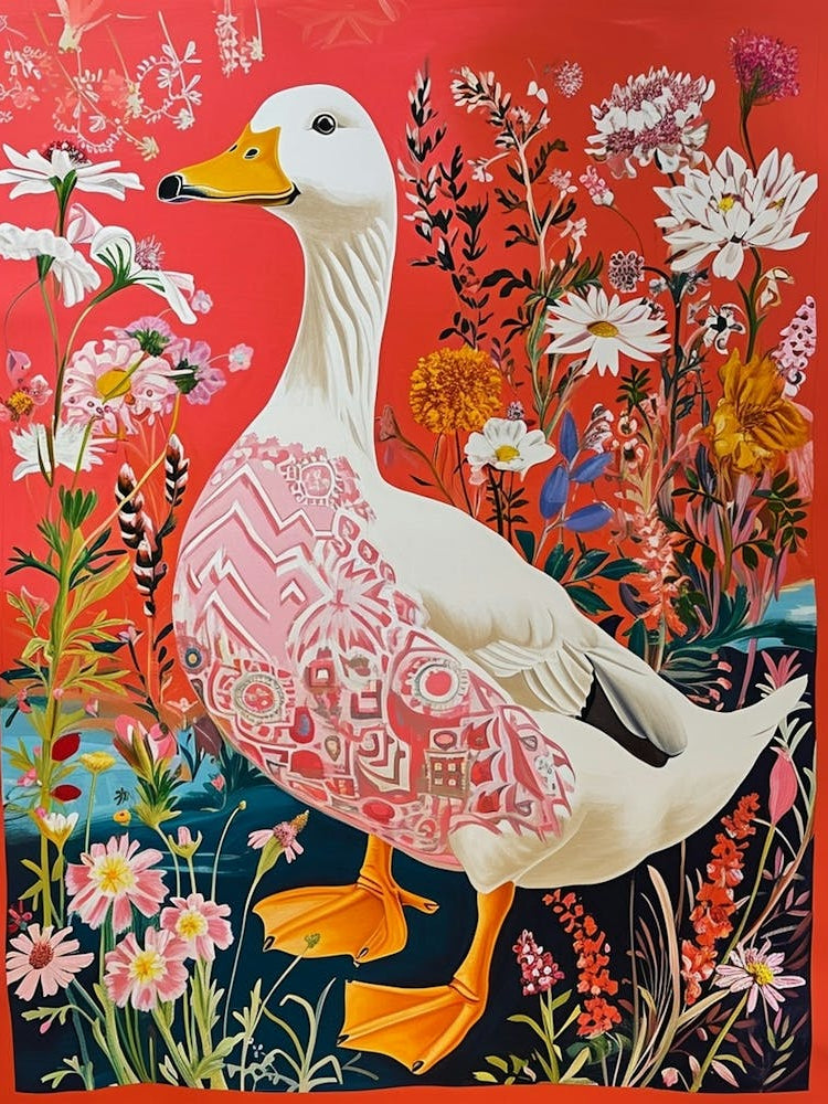 Floral Animal Painting Duck 2