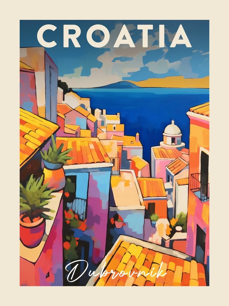 Dubrovnik Croatia 7 Fauvist Painting  Travel Poster