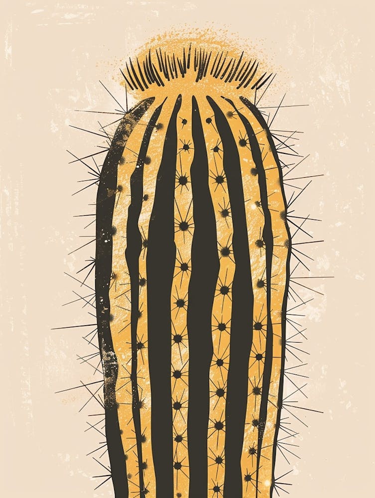 Golden Barrel Cactus Minimalist Abstract 4