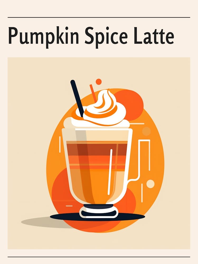 Pumpkin Spice Latte Midcentury Modern Poster