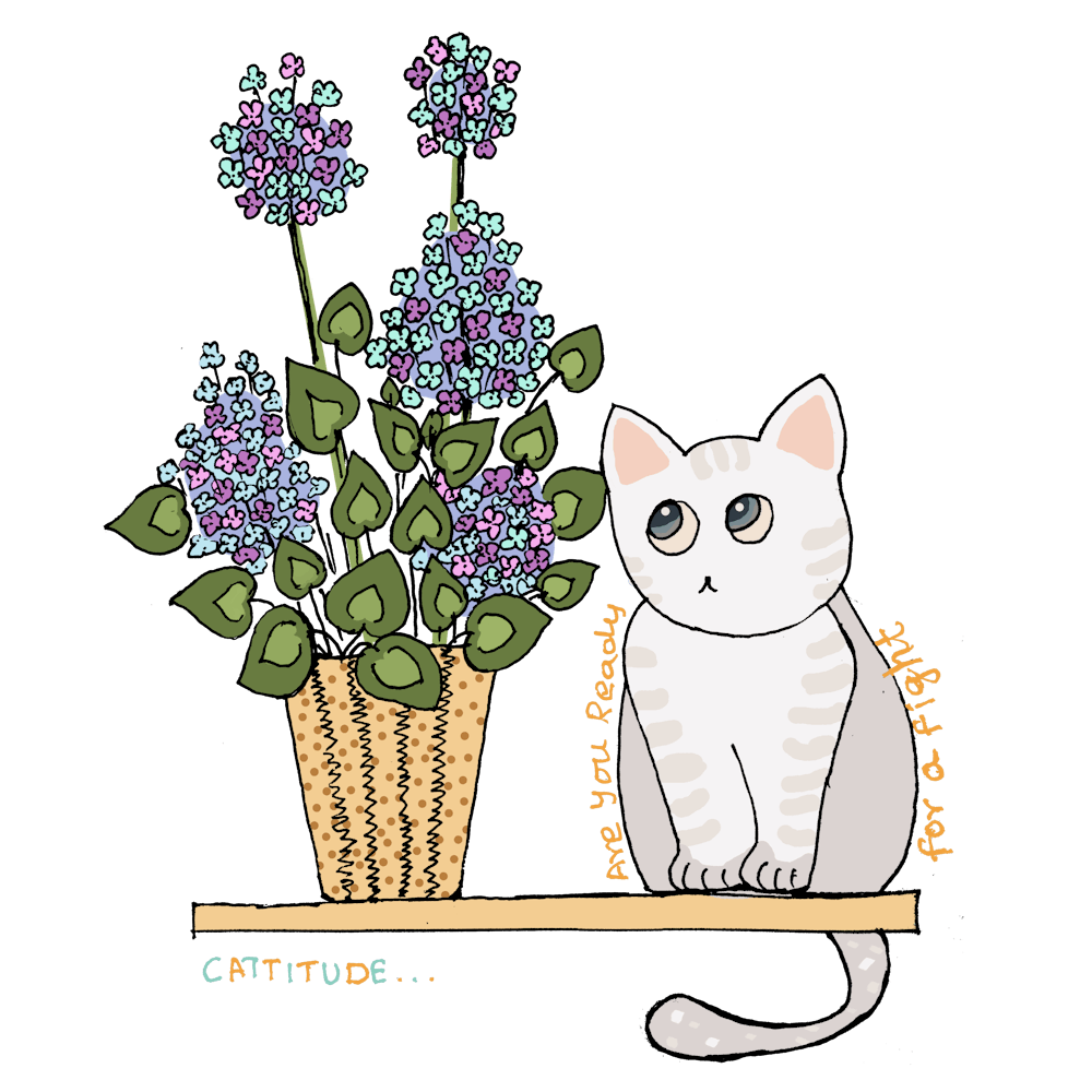 Cute Cat With Flowers Funny Design