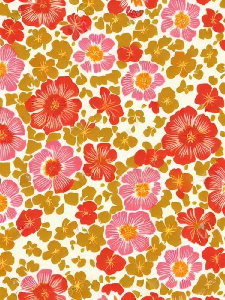 Impatiens Floral Print Retro Pattern Flower