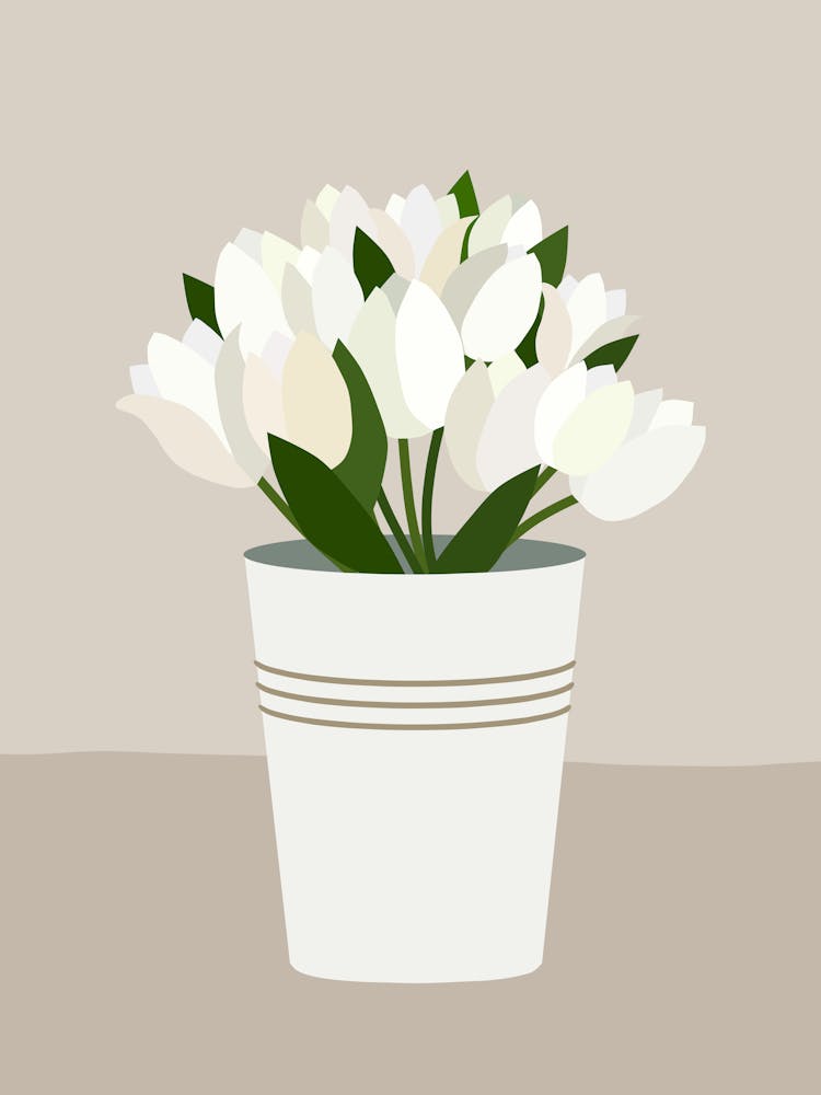 Tulips In A Vase Cream Beige