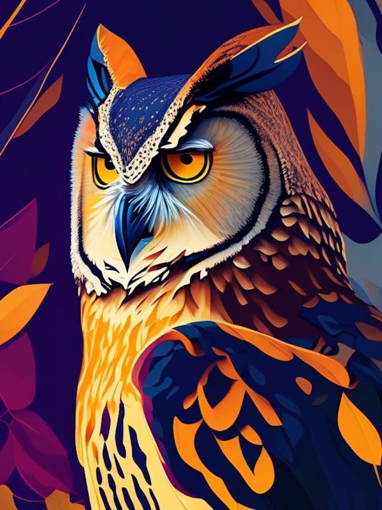 Great Horned Owl Pop Matisse Bird